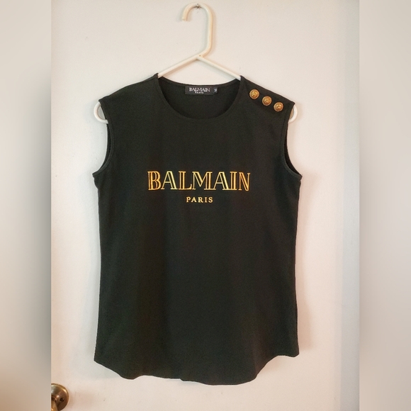 Balmain Tops - BALMAIN PARIS sleeveless muscle shirt with 3 gold buttons M